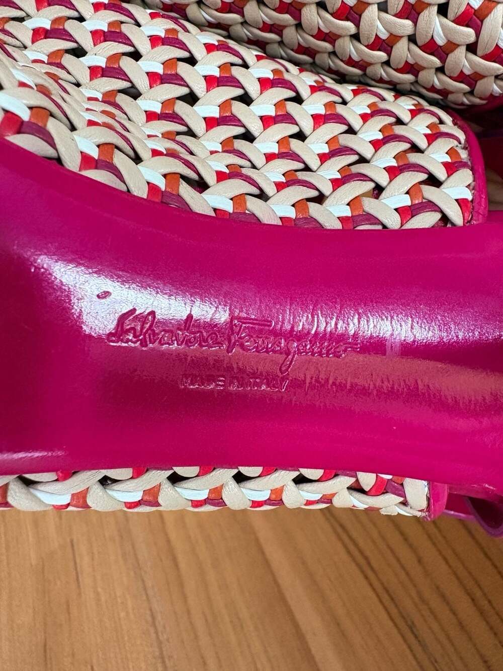 Salvatore Ferragamo Leather Hot Pink Slingback Stiletto Heels Ladies Size 8.5 - Picture 8 of 9